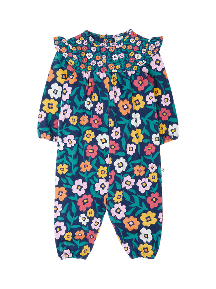 Mini Boden Baby Marin Cotton Blend Playsuit, Fabulous Floral, Fabulous Floral