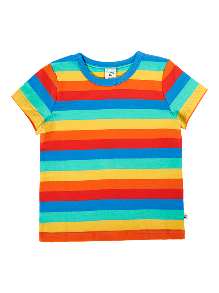 Frugi Kids' Short Sleeve Cotton T-Shirt, Rainbow Stripe, Rainbow Stripe
