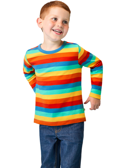 Frugi Kids' Brilliant Long Sleeve Stripe Top, Multi - view 2, Multi
