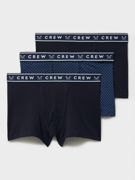 Crew Clothing Cotton Rich Boxer Briefs, Pack of 3, Navy Blue, Navy Blue