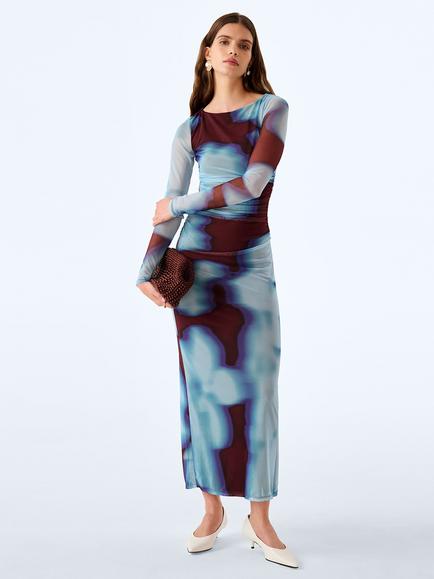 OMNES Hollis Sheer Sleeve Maxi Dress, Wall Paper Floral, Wall Paper Floral