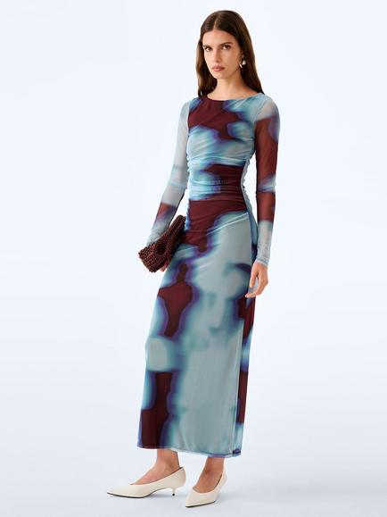 OMNES Hollis Sheer Sleeve Maxi Dress, Wall Paper Floral - view 2, Wall Paper Floral