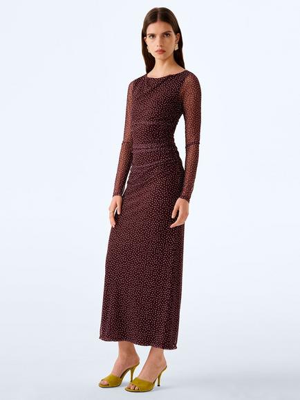 OMNES Hollis Sheer Sleeve Maxi Dress, Polka Dot - view 2, Polka Dot