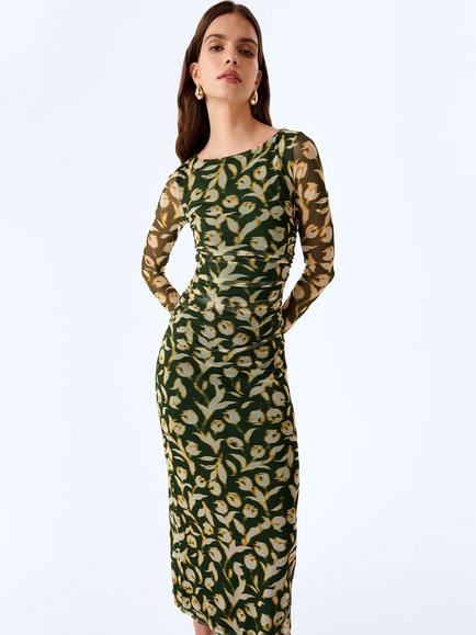 OMNES Hollis Sheer Sleeve Maxi Dress, Blurred Tulip Floral, Blurred Tulip Floral