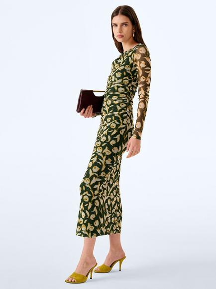 OMNES Hollis Sheer Sleeve Maxi Dress, Blurred Tulip Floral - view 2, Blurred Tulip Floral