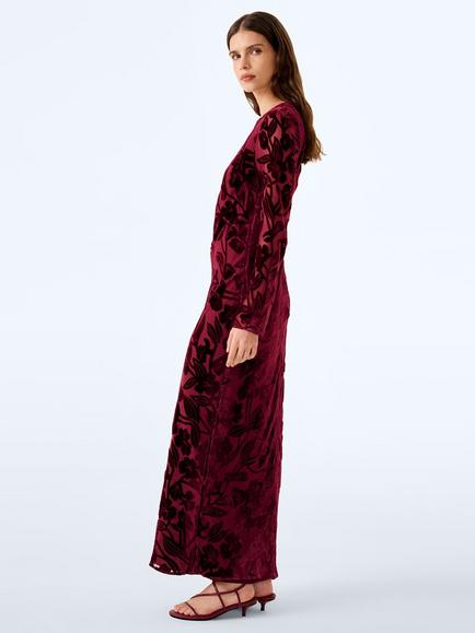 OMNES Juniper Floral Maxi Dress, Deep Wine - view 2, Deep Wine