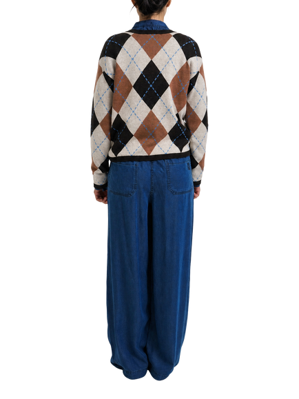 Smith & Soul Knitted Argyle Cardigan, Sand Print - view 2, Sand Print