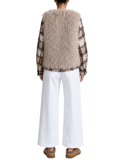 Smith & Soul Faux Fur V-Neck Gilet, Light Beige Melange - view 2, Light Beige Melange