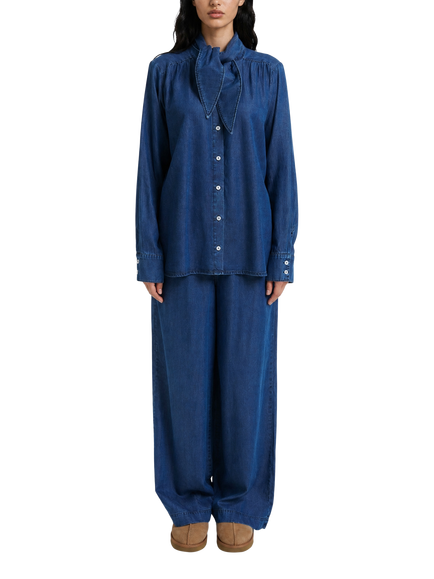 Smith & Soul Lyocell Long Sleeve Scarf Shirt, Denim, Denim