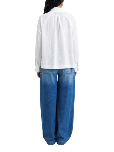 Smith & Soul Cotton Blend Raglan Sleeve Scarf Shirt, White - view 2, White