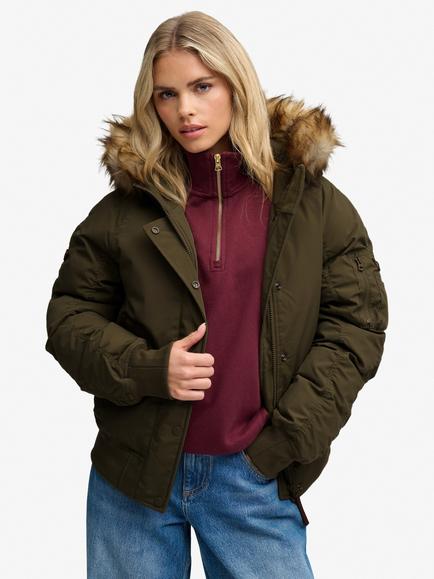 Superdry Hooded Padded MA1 Bomber Jacket, Wild Khaki, Wild Khaki