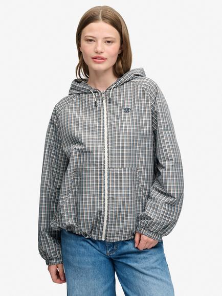 Superdry Checked Raglan Windbreaker Jacket, Mini Brown, Mini Brown