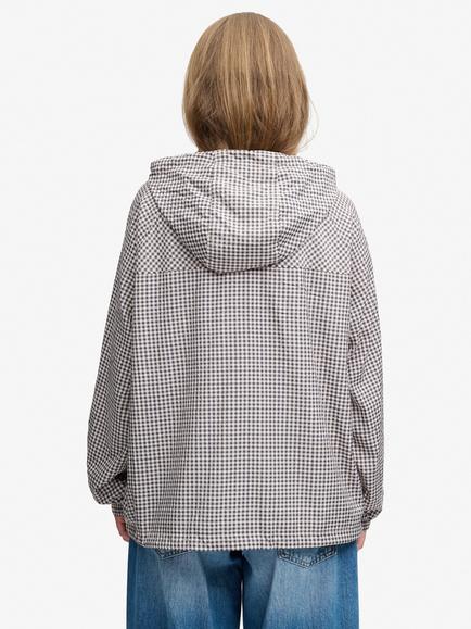 Superdry Checked Raglan Raincoat, Navy/ Ecru - view 2, Navy/ Ecru