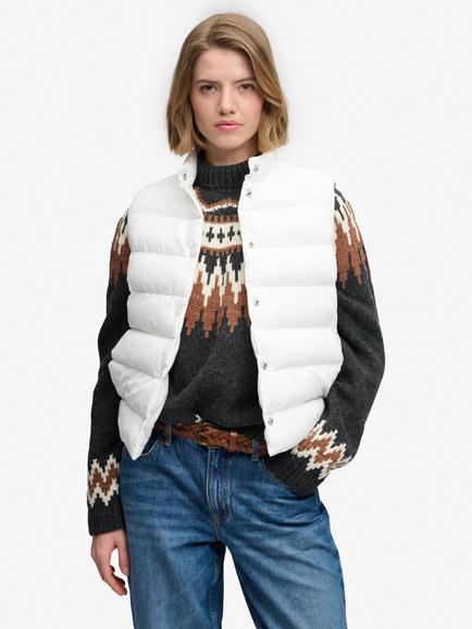 Superdry Padded Snap Gilet, Chalk White, Chalk White
