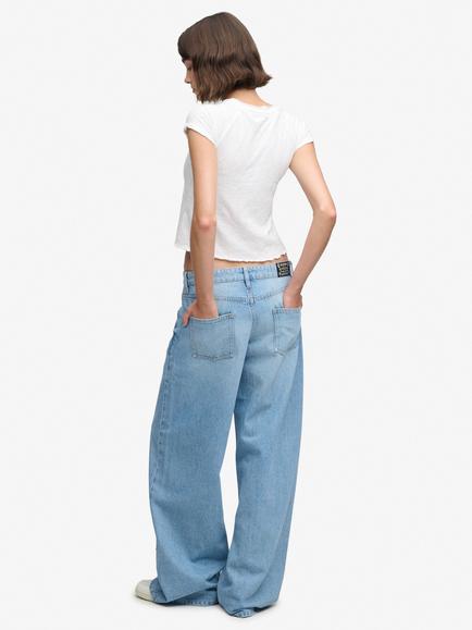 Superdry Mid Rise Baggy Jeans, Lite Blue Vint Wash - view 2, Lite Blue Vint Wash