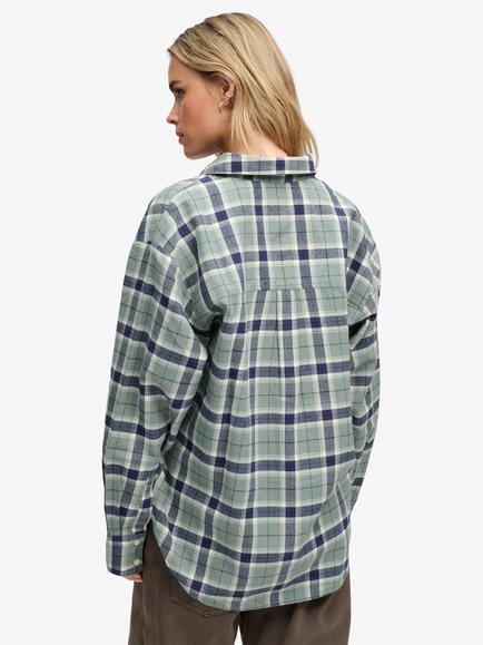Superdry Check Flannel Relaxed Fit Shirt, Light Jade Green - view 2, Light Jade Green