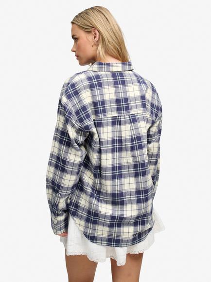 Superdry Check Flannel Relaxed Shirt, Eclipse Navy - view 2, Eclipse Navy