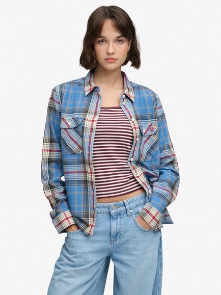 Superdry Lumberjack Check Flannel Shirt, Jackson Blue, Jackson Blue