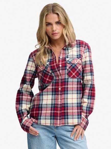 Superdry Lumberjack Check Flannel Shirt, Delta Red, Delta Red