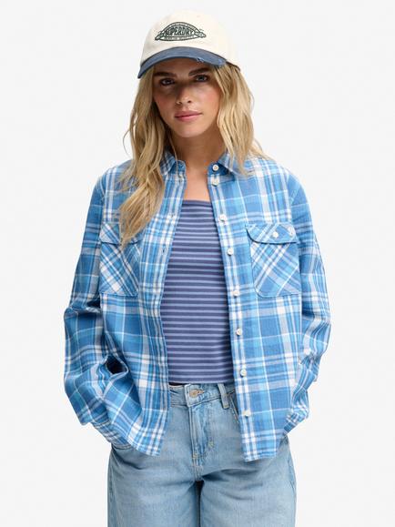 Superdry Lumberjack Check Flannel Shirt, Laney Blue, Laney Blue