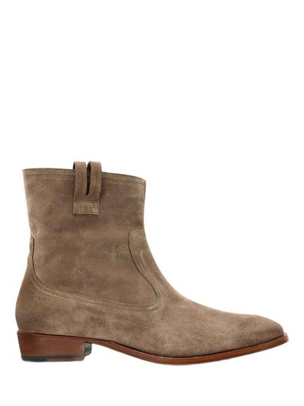AllSaints Hiro Suede Zipped Ankle Boots, Karoo Brown