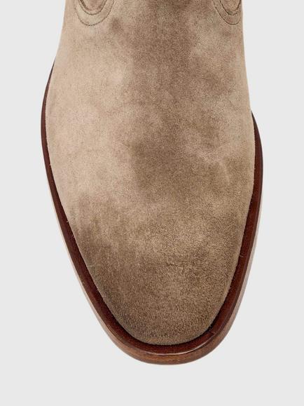 AllSaints Hiro Suede Zipped Ankle Boots - view 2, Karoo Brown