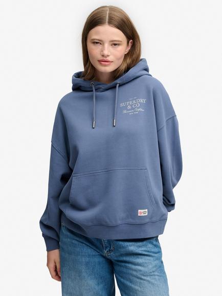 Superdry Luxe Casual Relaxed Hoodie, Vintage Indigo, Vintage Indigo