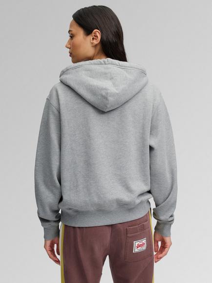 Superdry Athletic Essential Applique Cropped Hoodie, Grey Marl - view 2, Grey Marl