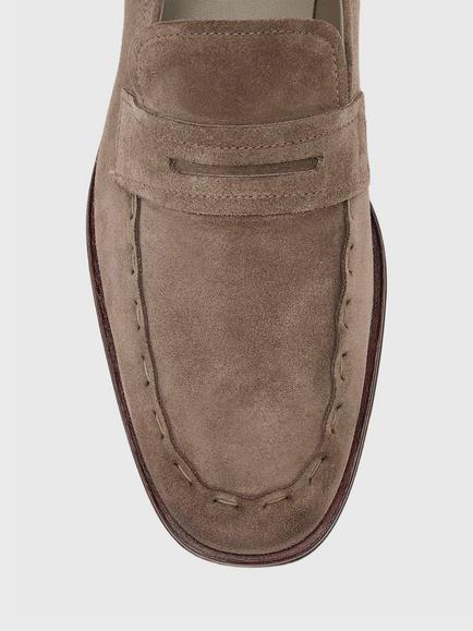 AllSaints Jules Suede Stitch Loafers - view 2, Brown