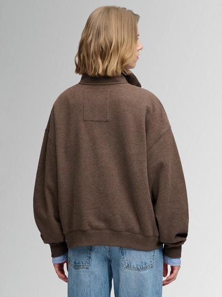 Superdry Country Club Half Zip Sweatshirt, Dark Chocolate Brown - view 2, Dark Chocolate Brown