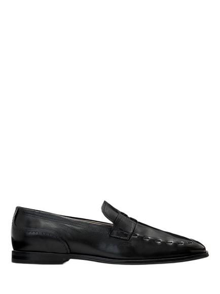 AllSaints Jules Patent Leather Stitch Loafers, Black, Black