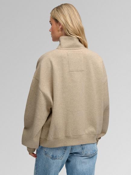 Superdry Country Club Half Zip Sweatshirt, Oatmilk Beige Marl - view 2, Oatmilk Beige Marl