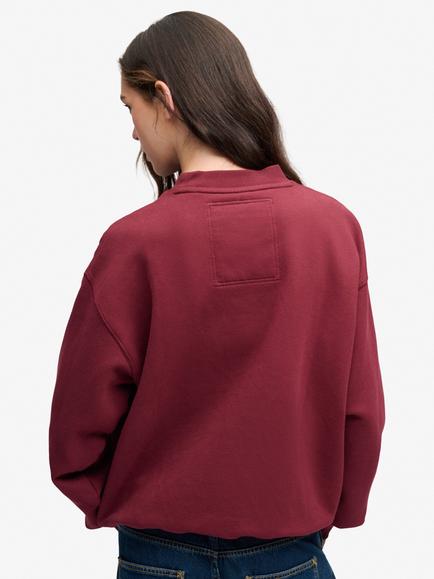 Superdry Crest Loose Crew Sweatshirt, Burgundy - view 2, Burgundy
