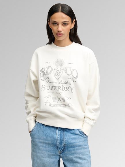 Superdry Vintage Workwear Crew Neck Sweatshirt, Cream, Cream