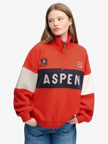 Superdry Preppy Ski Half Zip Sweatshirt, Apple Red, Apple Red