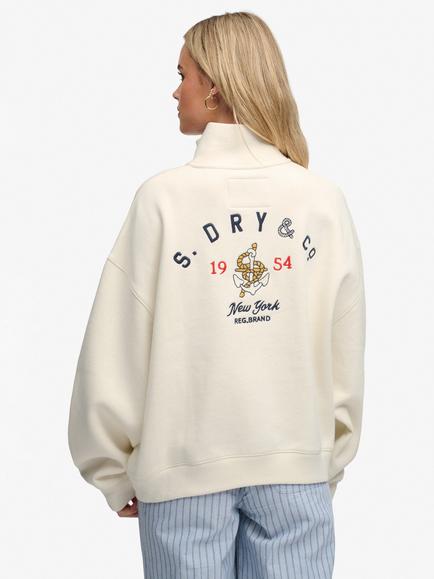 Superdry Heritage Nautical Half Zip Sweatshirt, Cream - view 2, Cream