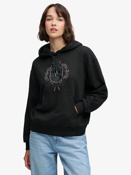 Superdry Regal Crest Hoodie, Washed Black