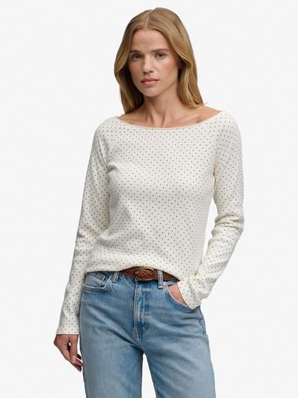 Superdry Polka Dot Bardot Off Shoulder Top, Db Off White, Db Off White