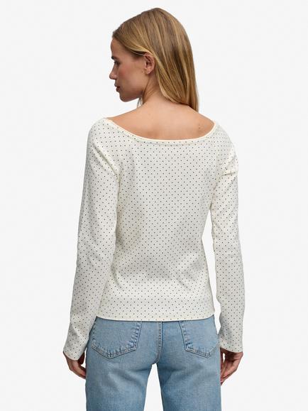 Superdry Polka Dot Bardot Off Shoulder Top, Db Off White - view 2, Db Off White