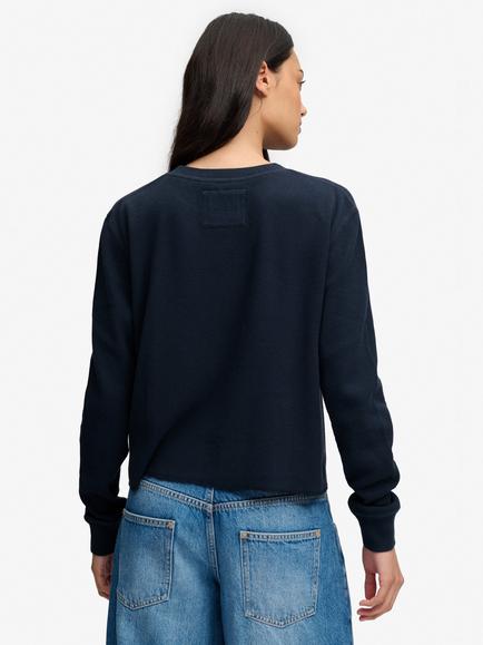 Superdry Athletic Essential Graphic Long Sleeve Top, Eclipse Navy - view 2, Eclipse Navy