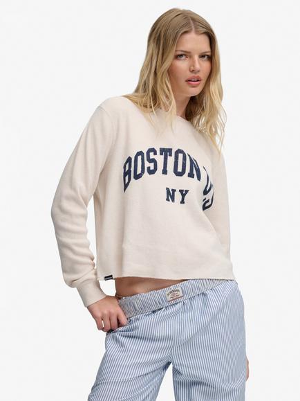 Superdry Athletic Essential Graphic Long Sleeve Top, Oat Beige Marl, Oat Beige Marl