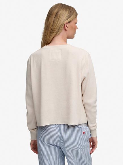 Superdry Athletic Essential Graphic Long Sleeve Top, Oat Beige Marl - view 2, Oat Beige Marl