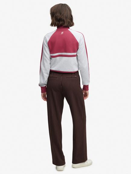 Superdry Mid Rise Pinstripe Trousers, Brown - view 2, Brown