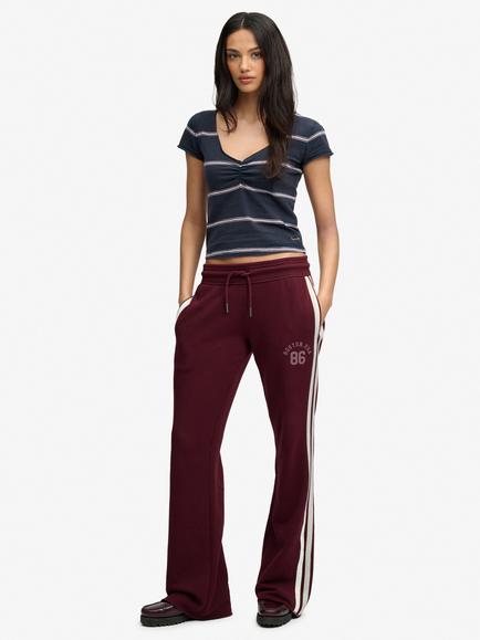 Superdry Athletic Essentials Stripe Flare Joggers, Port Red, Port Red