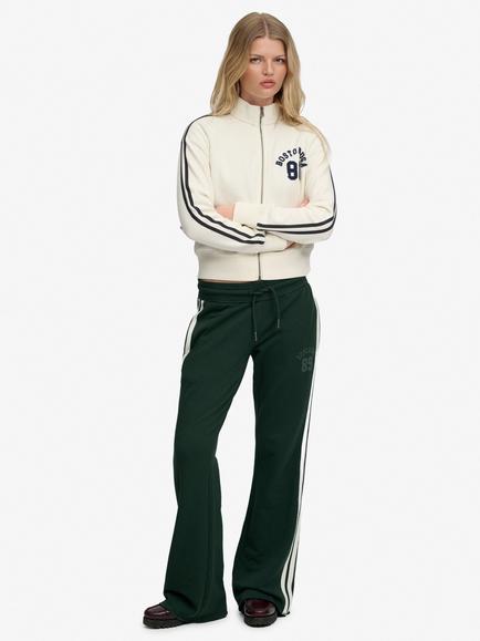 Superdry Athletic Essentials Stripe Flare Joggers, Enamel Green, Enamel Green