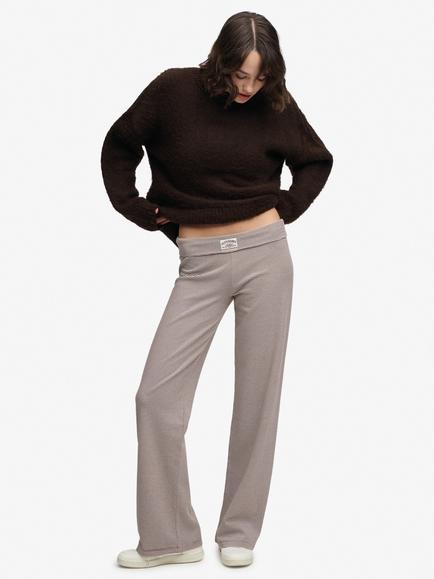 Superdry Stretch Cotton Athletic Essentials Stripe Jersey Trousers, Chestnut Brown, Chestnut Brown