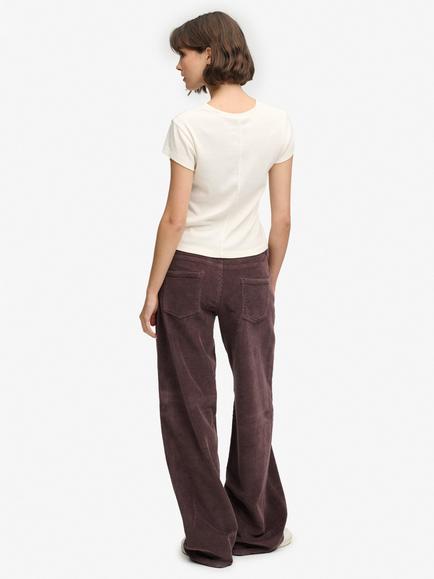 Superdry Stretch Cotton Mid Rise Baggy Jumbo Cord Trousers - view 2, Dark Oak Brown