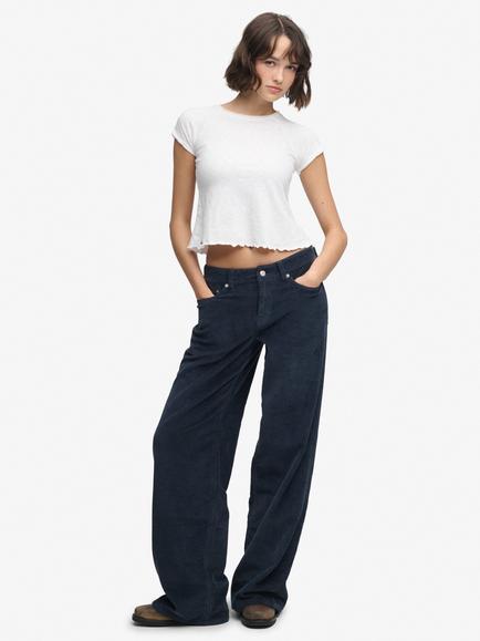 Superdry Mid Rise Baggy Jumbo Corduroy Trousers, Eclipse Navy, Eclipse Navy
