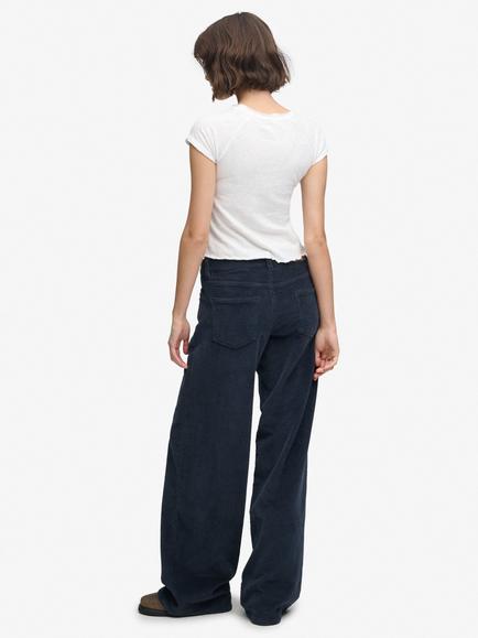 Superdry Mid Rise Baggy Jumbo Corduroy Trousers, Eclipse Navy - view 2, Eclipse Navy