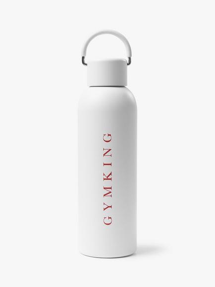 Gym King Linear Stainless Steel Drinks Bottle, 600ml, White, White